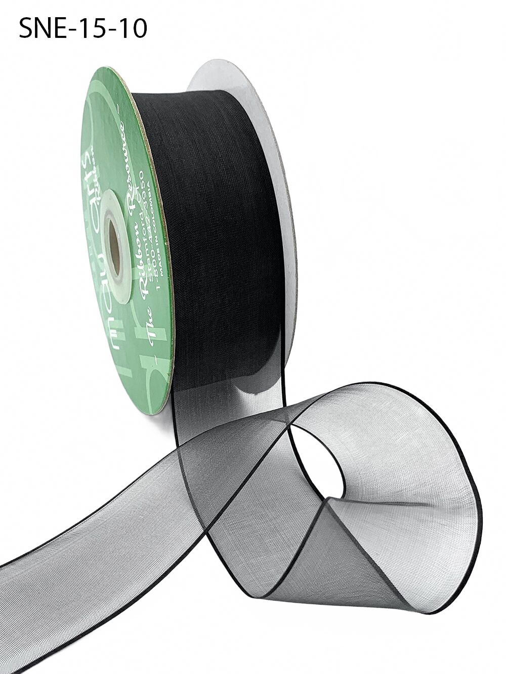 1.5 Inch Soft Black Sheer Ribbon With Thin Solid Edge
