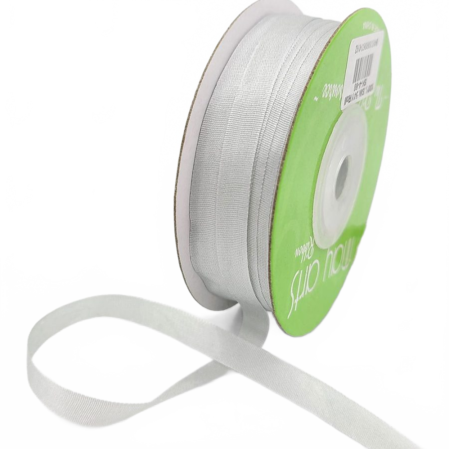 100% Hand-Dyed 1/4 Inch Quiet Gray Silk Ribbon With Woven Edge