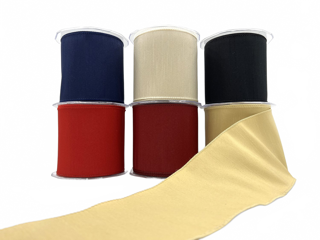 4 Inch Wired Faux Duck Cloth Raised Thread Ribbon