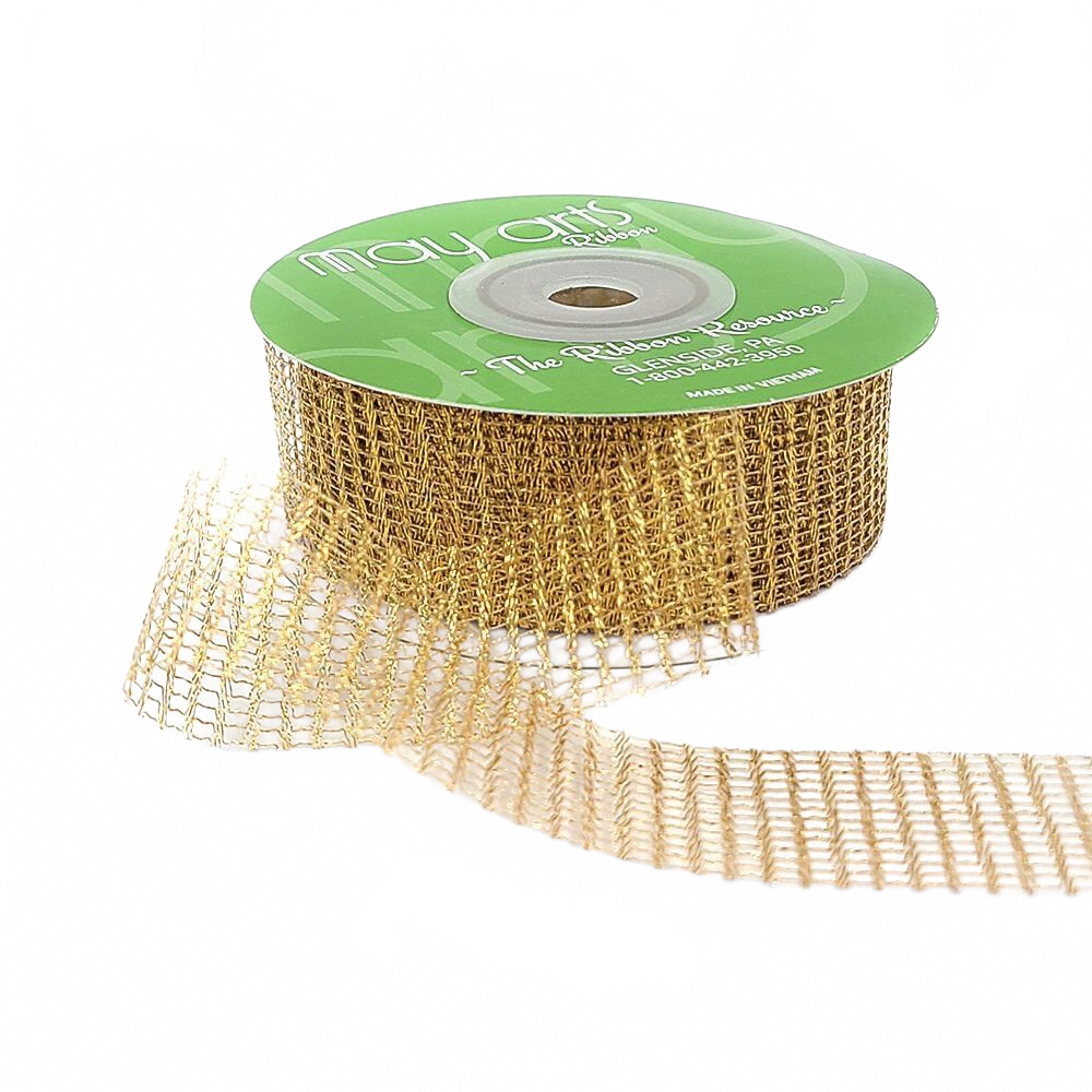 1 Inch Loose Weave Copper Metallic Knit Net Ribbon