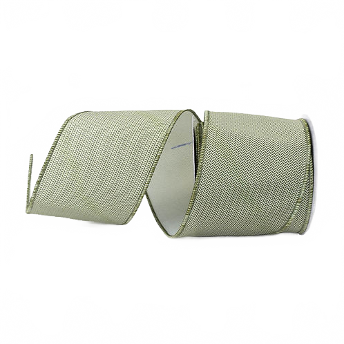 Ribbon 4" Jute Jacquard Green