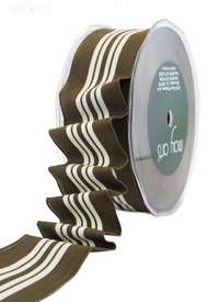 1.5 Inch Holiday Four Stripes Brown/Ivory Ribbon With Wired Edge