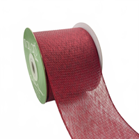 2 2/3 Inch Semi Burgundy Sheer Ribbon With Woven Edge