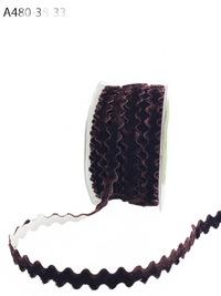 3/8 Inch Adhesive Brown Velvet Ric Rac Ribbon With Cut Sealed Edge
