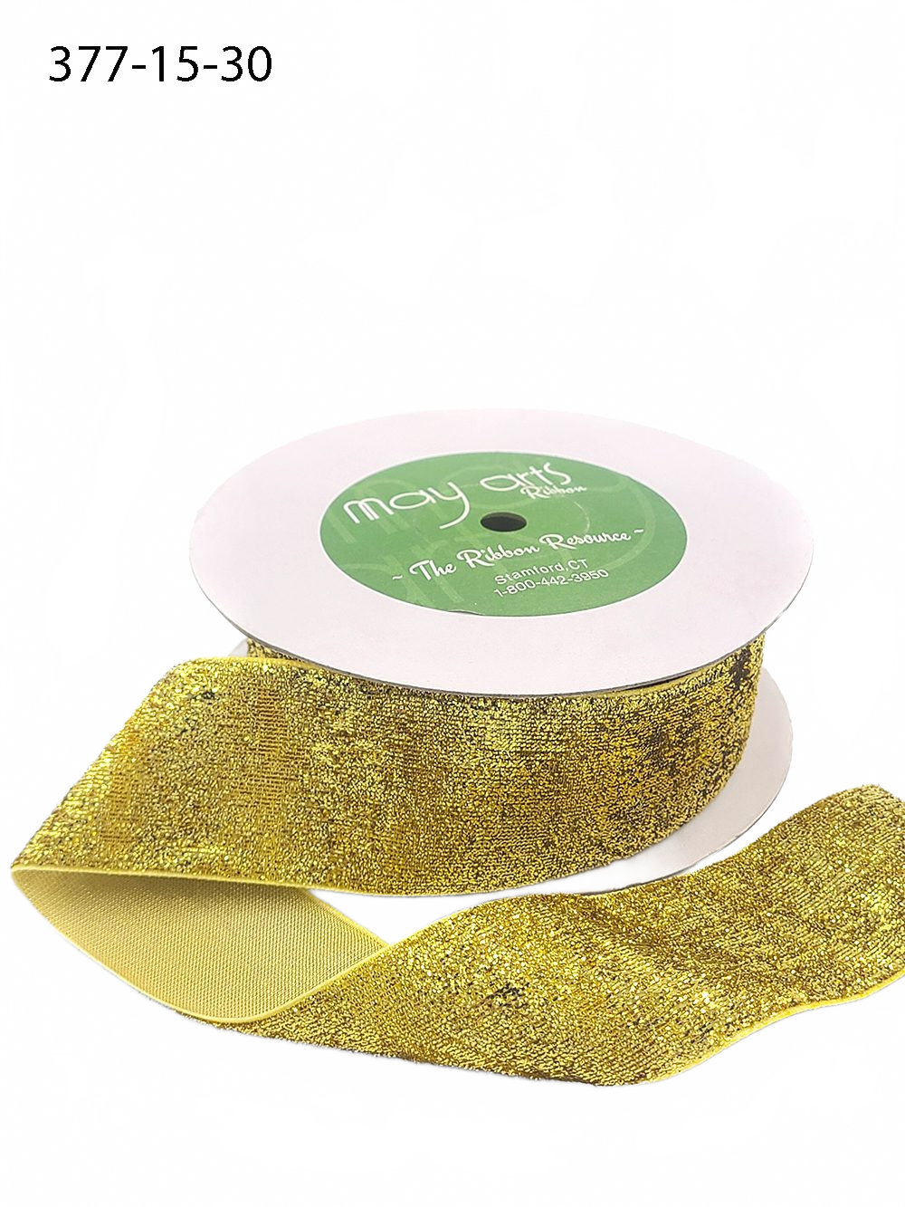 1.5 Inch Woven Metallic Gold Velvet Ribbon With Woven Edge