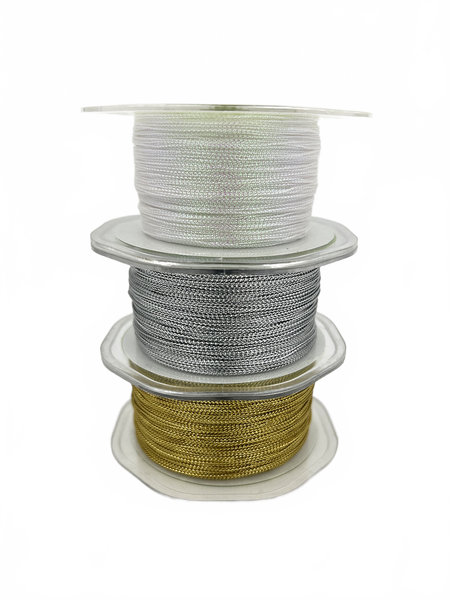 1 Millimeter Iridescent White Metallic String Cord Ribbon