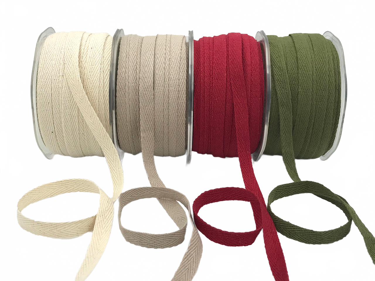 3/8 Inch 100% Cotton Classic Medium Weight Twill Ribbon With Woven Edge