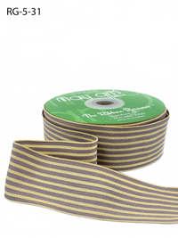 1.5 Inch Woven Grey/Oatmeal Stripes Grosgrain Stripe Ribbon With Woven Edge