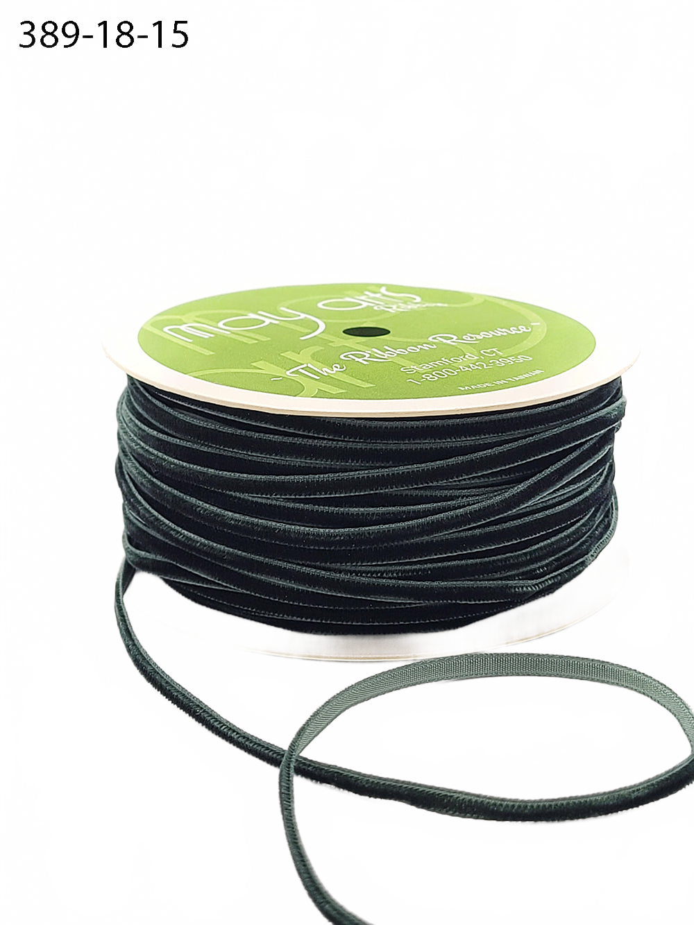 1/8 Inch Green Velvet String Cord Ribbon With Woven Edge