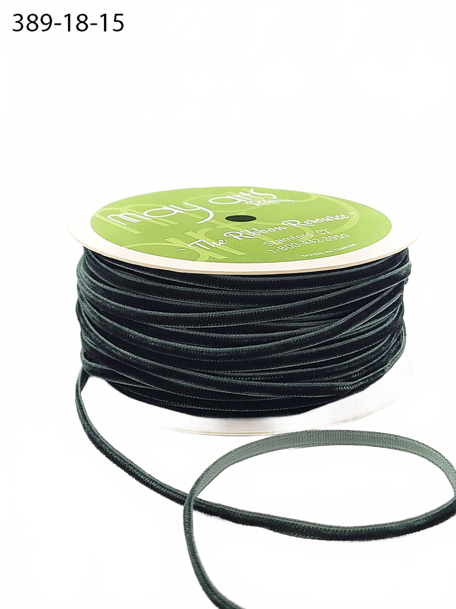 1/8 Inch Green Velvet String Cord Ribbon With Woven Edge