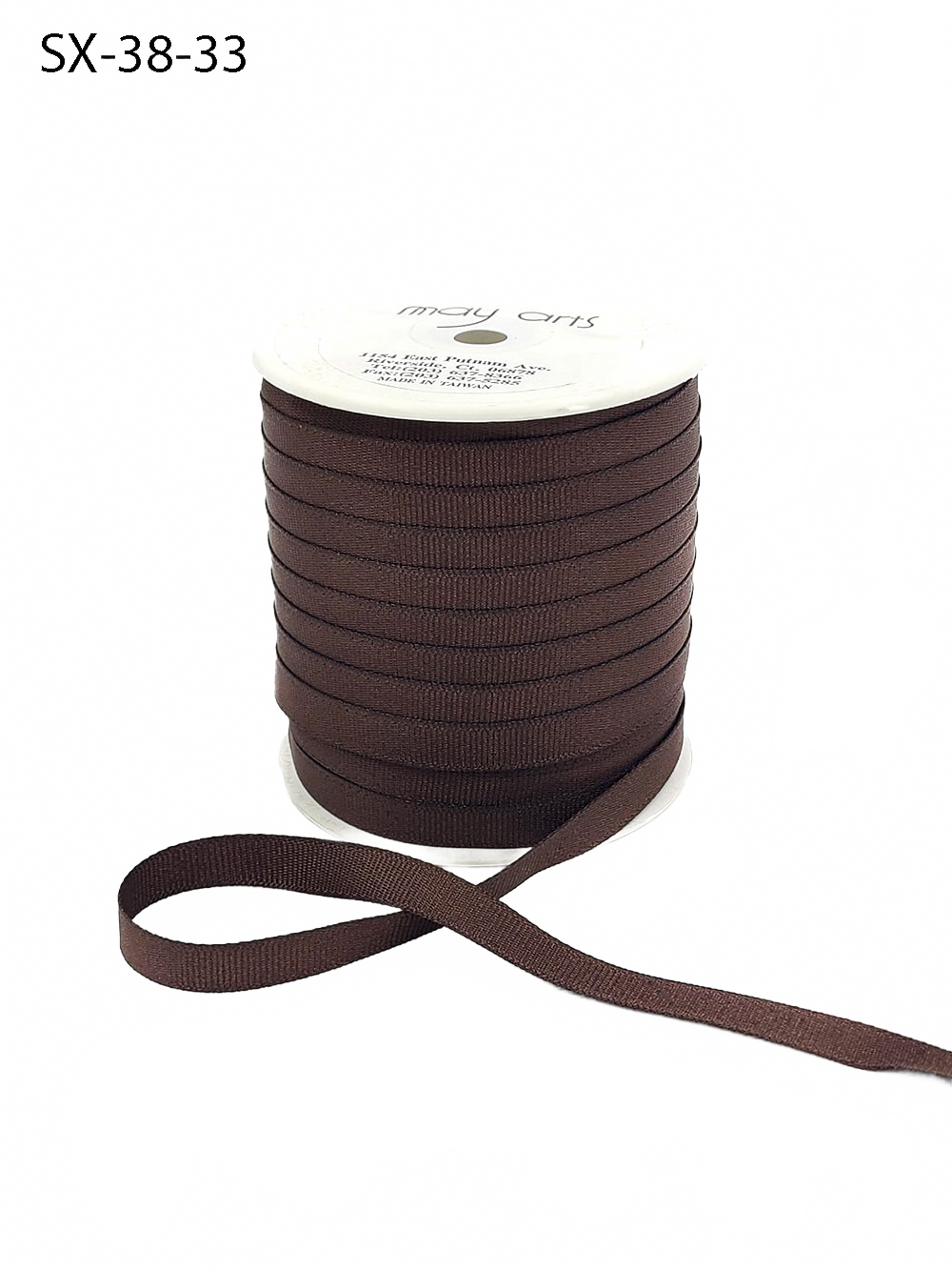 3/8 Inch Heavy-Weight (Higher Thread Count) Classic Brown Grosgrain Ribbon With Woven Edge