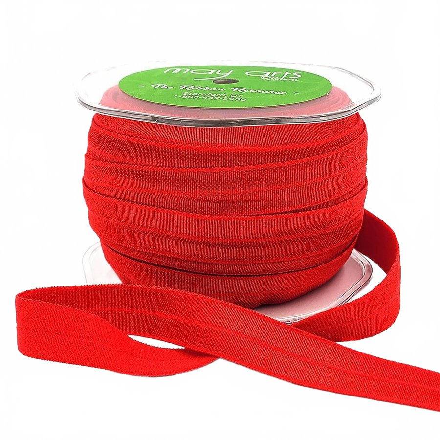 5/8 Inch Flat Fold Over Elastic Red