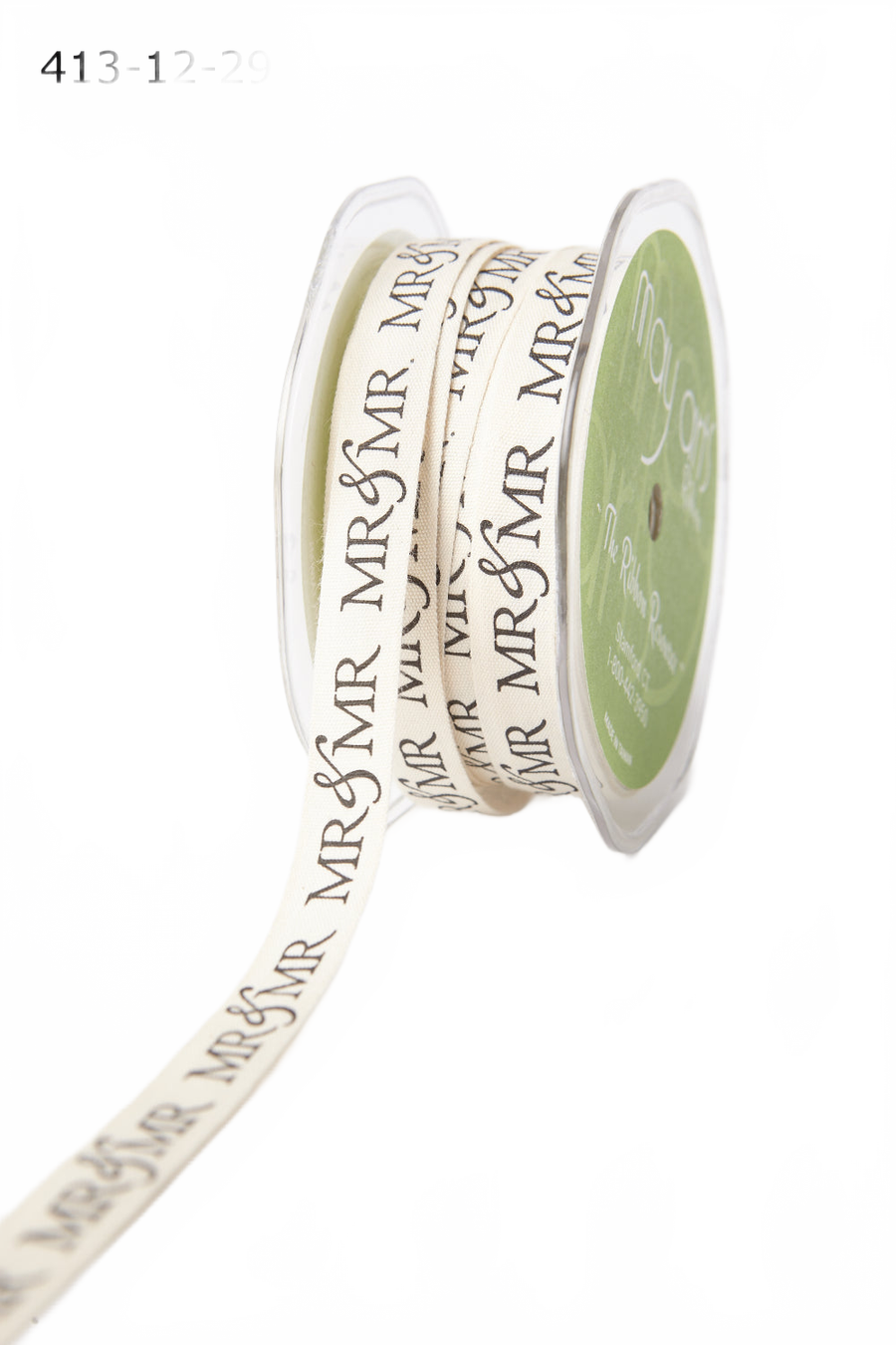 1/2 Ivory Canvas Printed Wedding Ribbon With Woven Edge