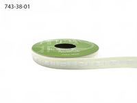 ⅜ Inch Dot Center Line Woven Edge Ivory/White Ribbon