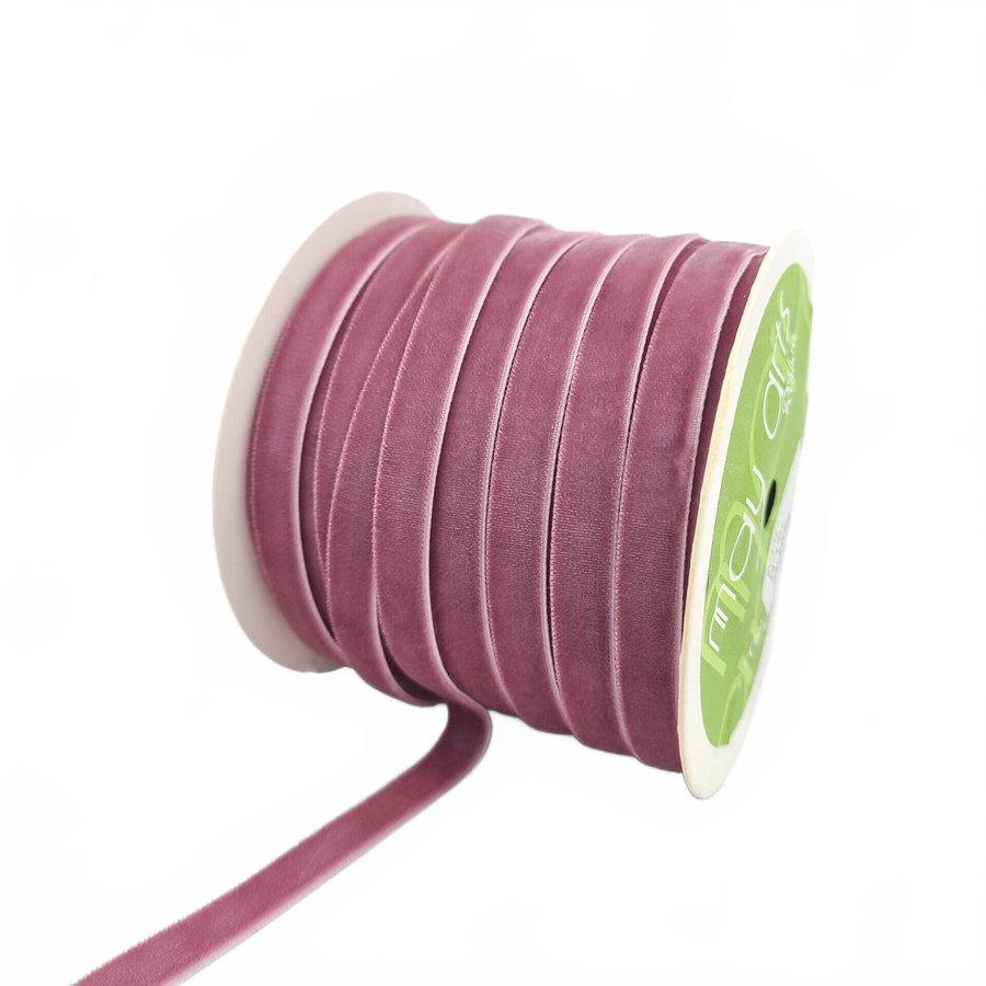 3/8 Inch Classic Wood Rose Velvet Ribbon With Woven Edge