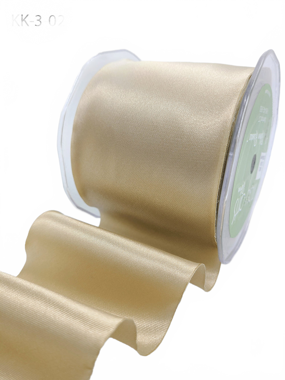 3 Inch Single Faced Champagne Satin Cut On The Bias Ribbon With Wavy Cut Edge
