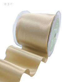 3 Inch Single Faced Champagne Satin Cut On The Bias Ribbon With Wavy Cut Edge