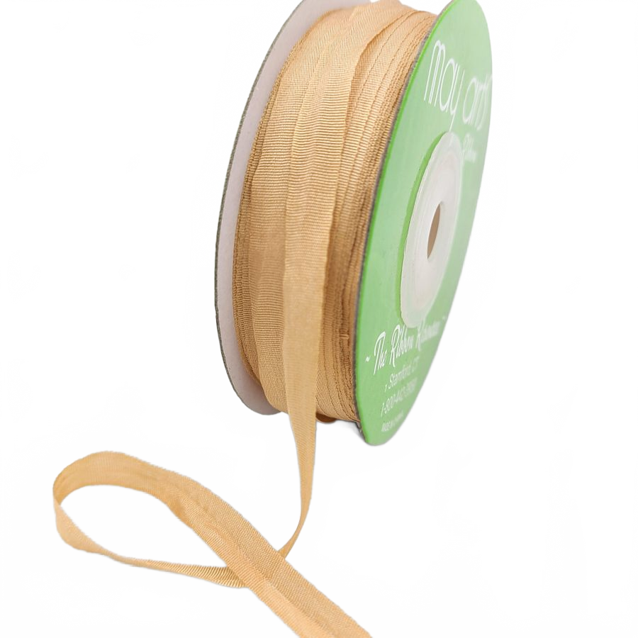 100% Hand-Dyed 1/4 Inch Hazelnut Silk Ribbon With Woven Edge