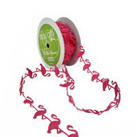 3/4 Inch Original Fuchsia Flamingo Satin Cut Out Banner Ribbon With Cut Sealed Edge
