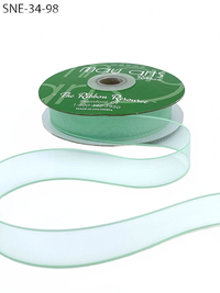 ~3/4 Inch Soft Mint Sheer Ribbon With Thin Solid Edge