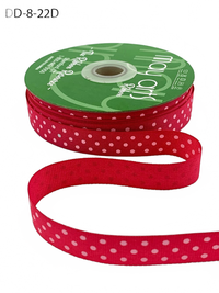5/8 Inch Fuchsia/White Dots Grosgrain Printed Dots Ribbon With Woven Edge
