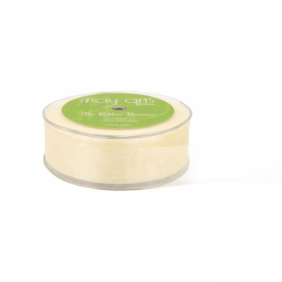 1 Inch Soft Shimmer Ivory Sheer Ribbon With Cut Edge