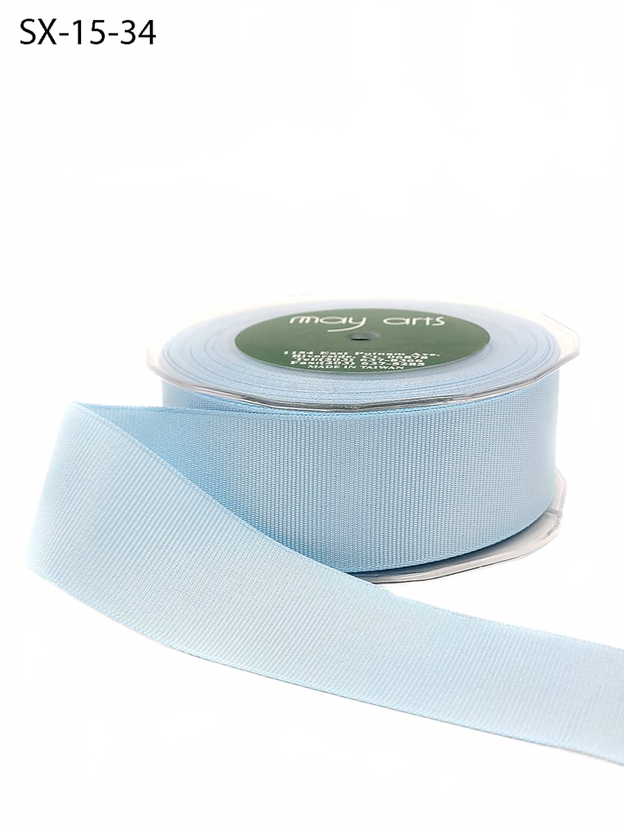 ~1.5 Inch Heavy-Weight (Higher Thread Count) Classic Light Blue Grosgrain Ribbon With Woven Edge