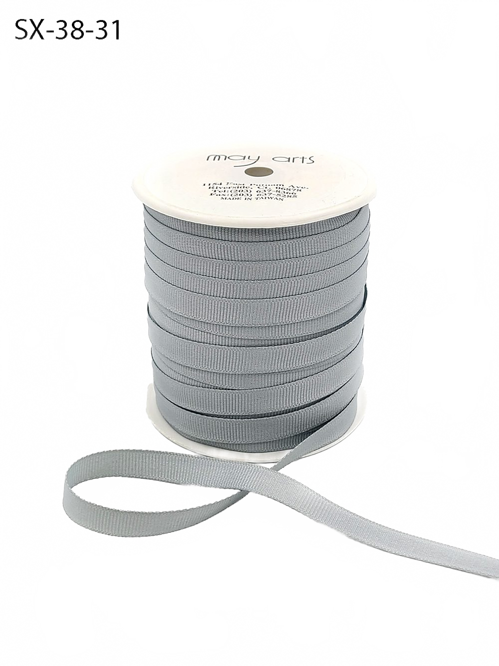 3/8 Inch Heavy-Weight (Higher Thread Count) Classic Silver Grosgrain Ribbon With Woven Edge