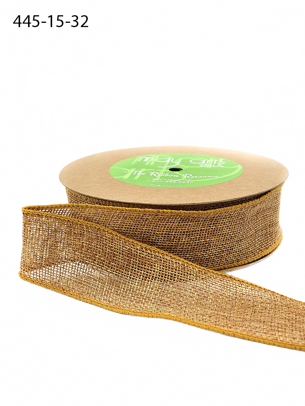 1.5 Inch Faux Antique Gold Burlap Ribbon With Wired Woven Edge