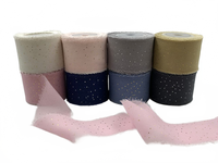 1.25 Inch Mini Metallic Dot Silk Georgette Ribbon