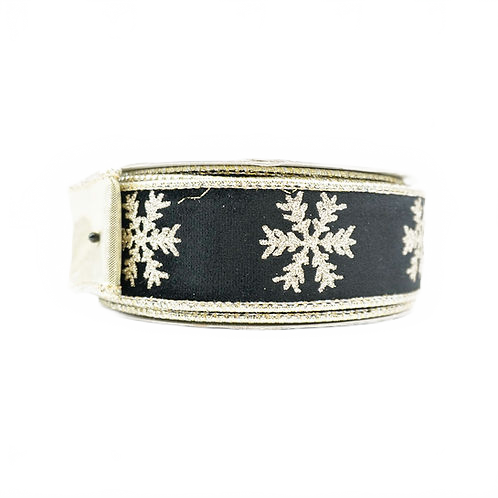 Ribbon Velvet Snowflake 1.5" Black And Gold