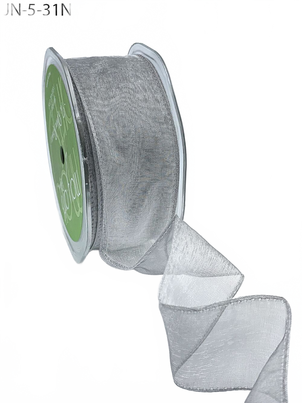 1.5 Inch Shimmer Silver Sheer Ribbon With Wired Edge
