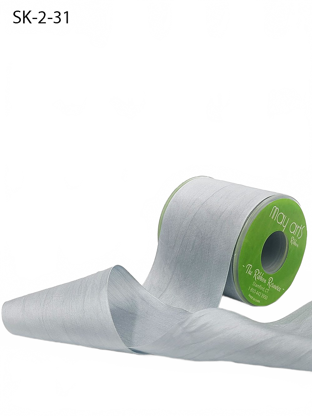 2 Inch 100% Hand-Dyed Grey Silk Ribbon With Woven Edge