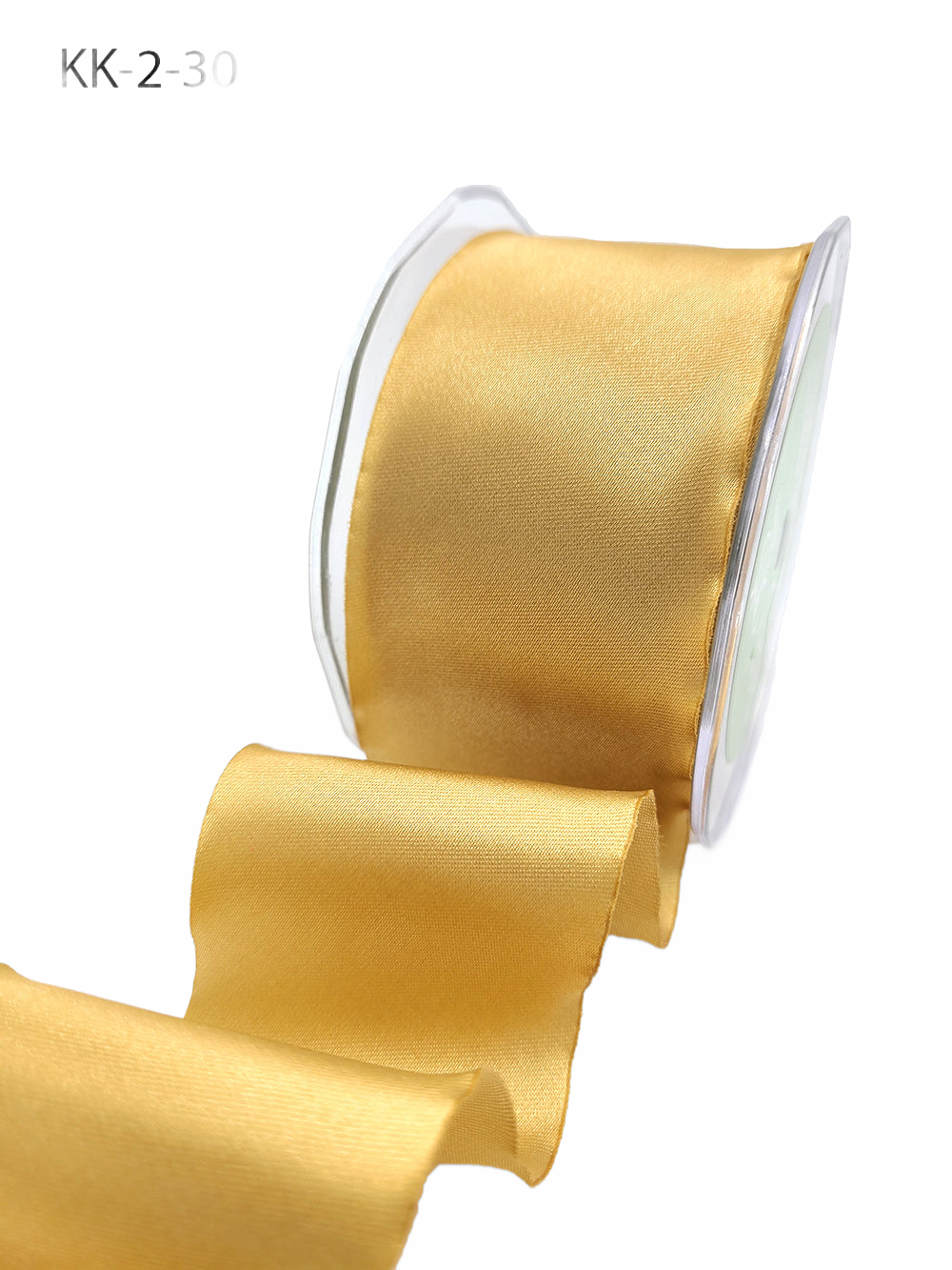 2 Inch Single Faced Gold Satin Cut On The Bias Ribbon With Wavy Cut Edge