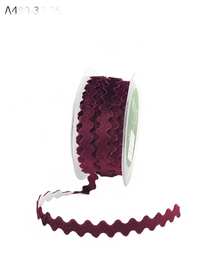 3/8 Inch Adhesive Marsala Velvet Ric Rac Ribbon With Cut Sealed Edge