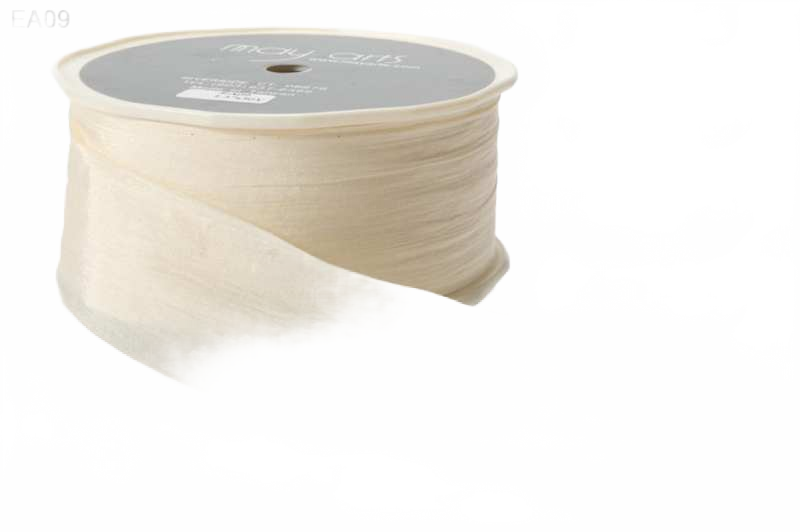 1.5 Inch Wrinkled Faux Ivory Silk Ribbon With Cut Edge