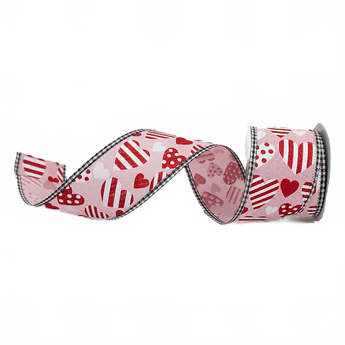 Ribbon 2.5" Valentine Hearts Pink
