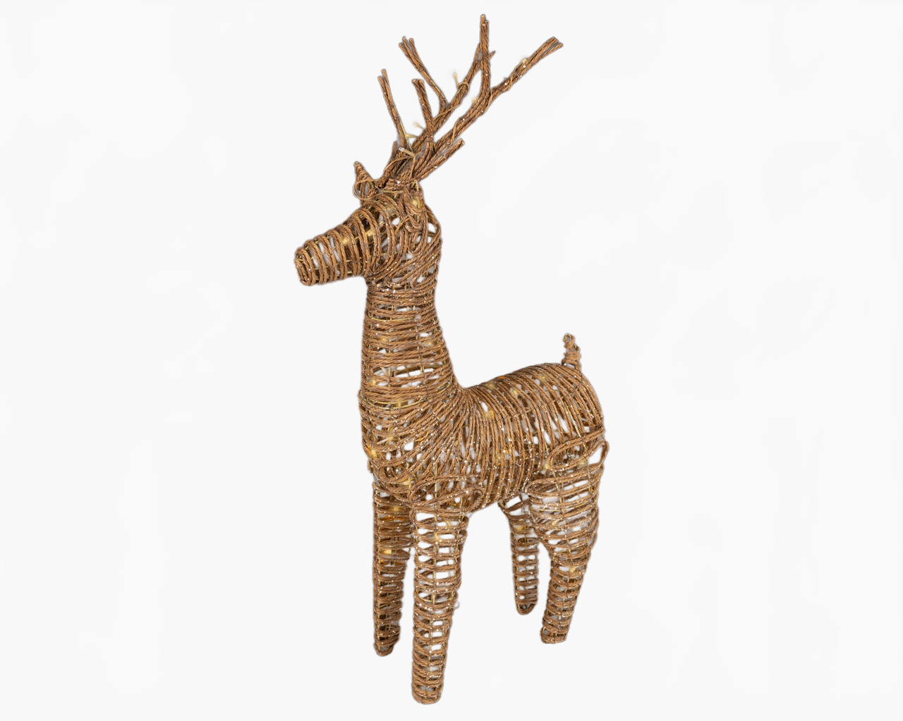 3.4 FT 72 LED Soft Warm Brown Wicker Standing Reindeer