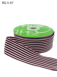 1.5 Inch Woven Pink/Brown Stripes Grosgrain Stripe Ribbon With Woven Edge