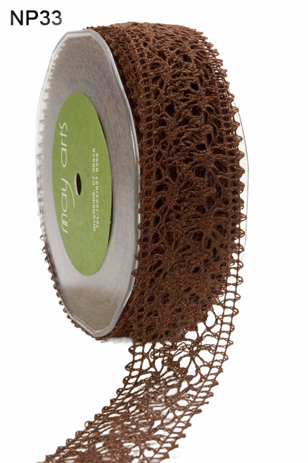 1.5 Inch Crochet Brown Ribbon