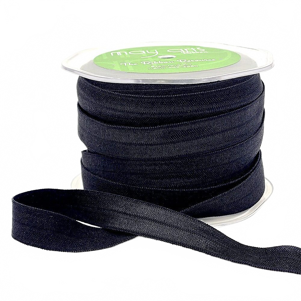 5/8 Inch Flat Fold Over Elastic Black