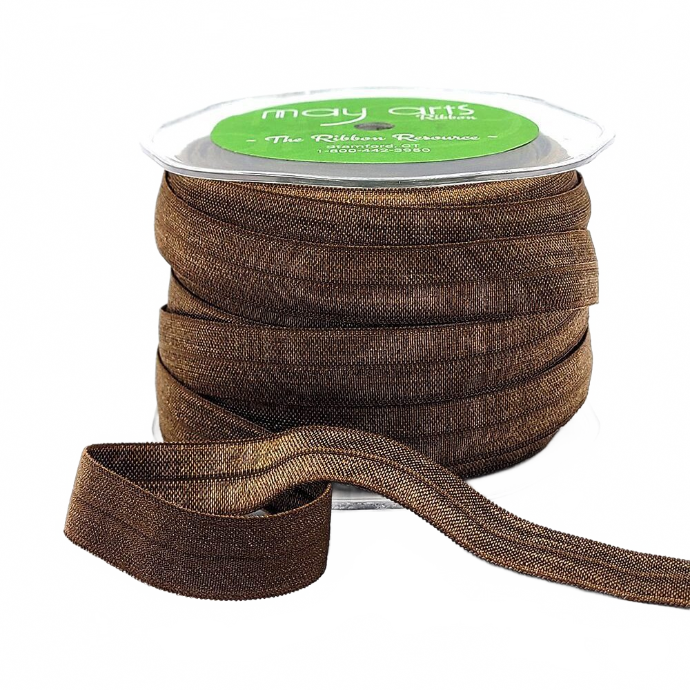 5/8 Inch Flat Fold Over Elastic Brown