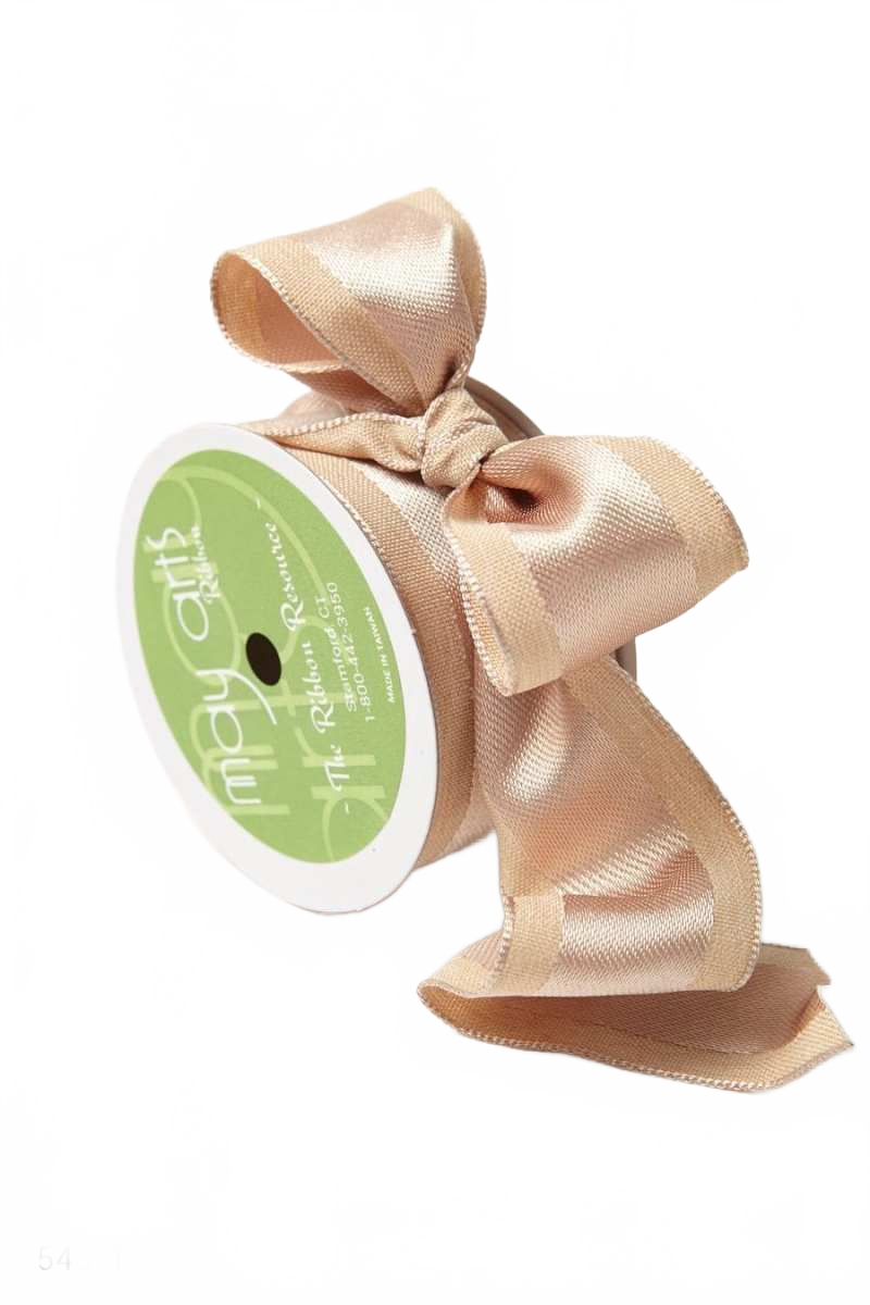 1.5 Inch Woven Upholstery Fabric Taupe Ribbon With Wired Edge