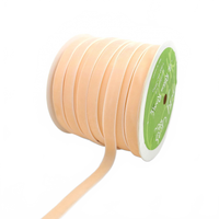 3/8 Inch Classic Nude Velvet Ribbon With Woven Edge