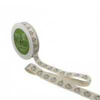 3/4 Inch Ivory Pumpkins Canvas Printed Ribbon With Woven Edge