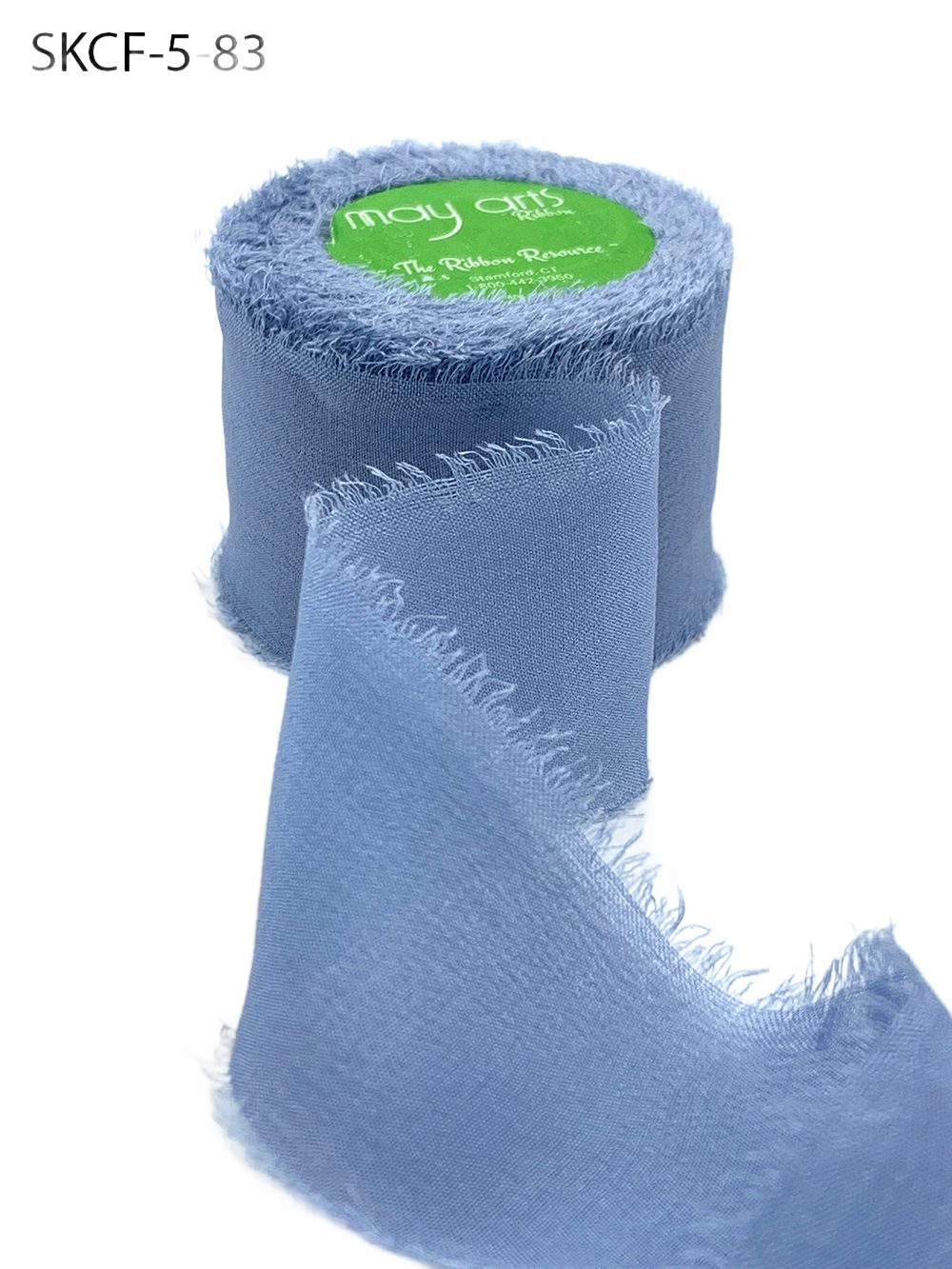1.25 Inch 100% Silk Slate Blue Crepe With Frayed Edge (Non-Dyed And Hand-Dyed)