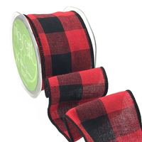2.5 Inch Buffalo Check Red/Black Ribbon With Wired Edge