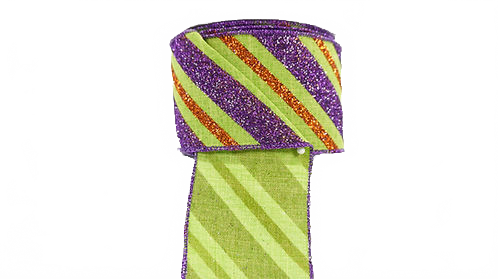 Ribbon 2.5" Glitter Diagonal Stripe Multicolor