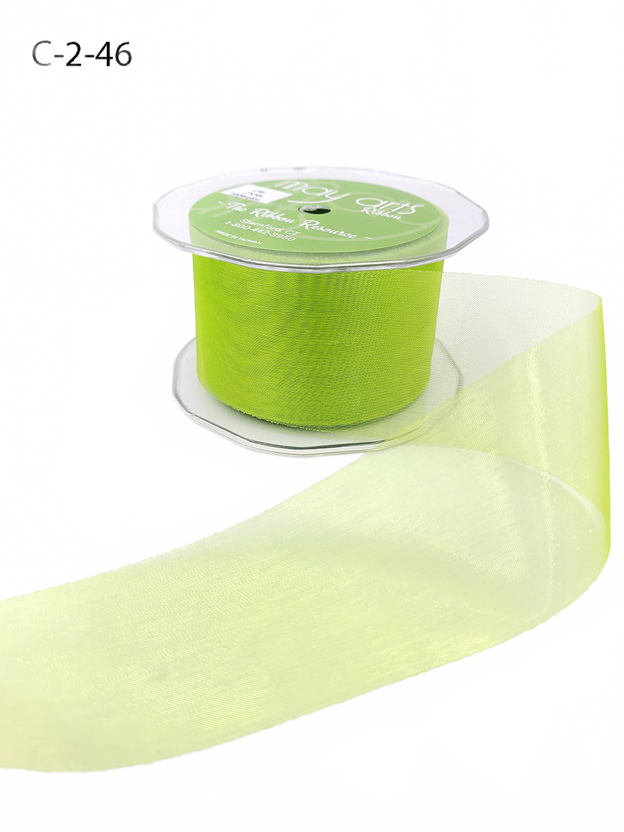 2 Inch Soft Shimmer Parrot Green Organza Ribbon