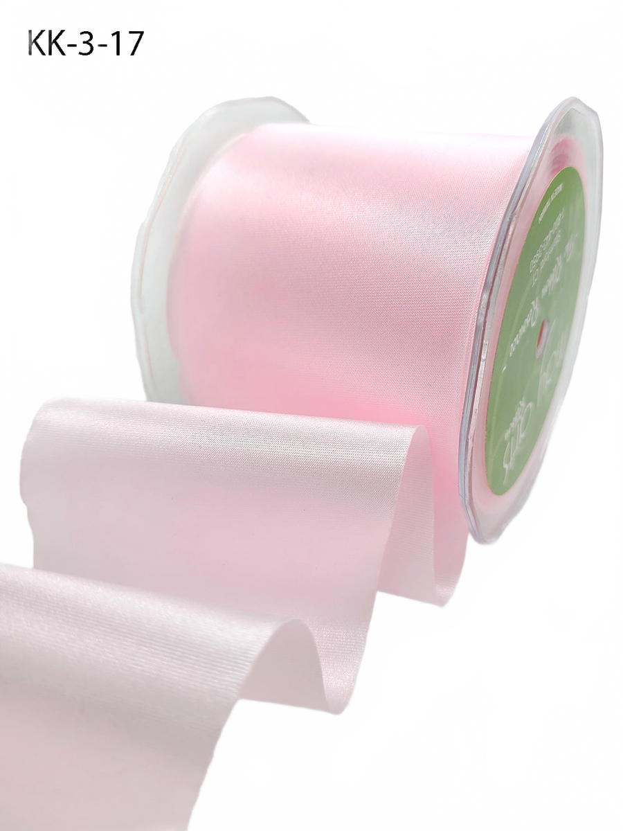 3 Inch Single Faced Pink Satin Cut On The Bias Ribbon With Wavy Cut Edge
